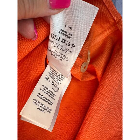 Ralph Lauren Mens Size Large Orange Ombre Dip Dyed Button Down Shirt Classic Fit - Picture 9 of 13